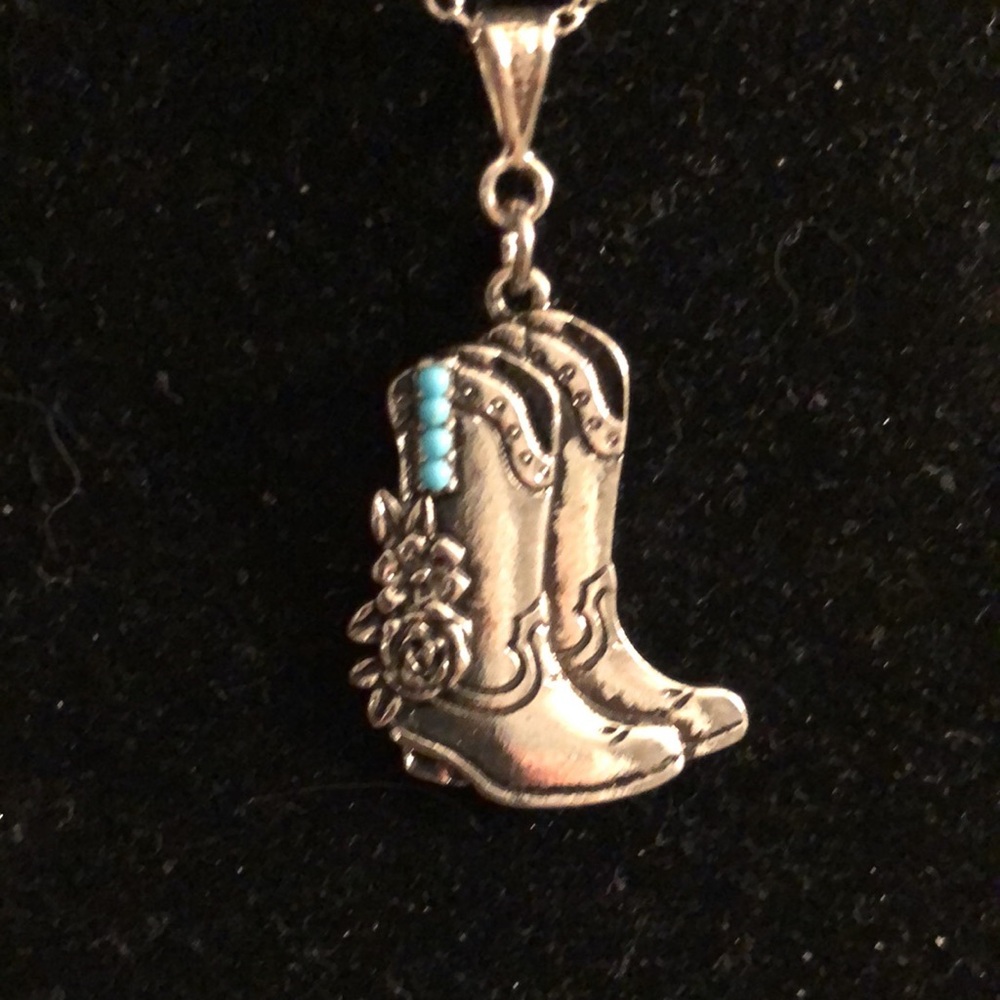 Silver Boot Pendant Necklace